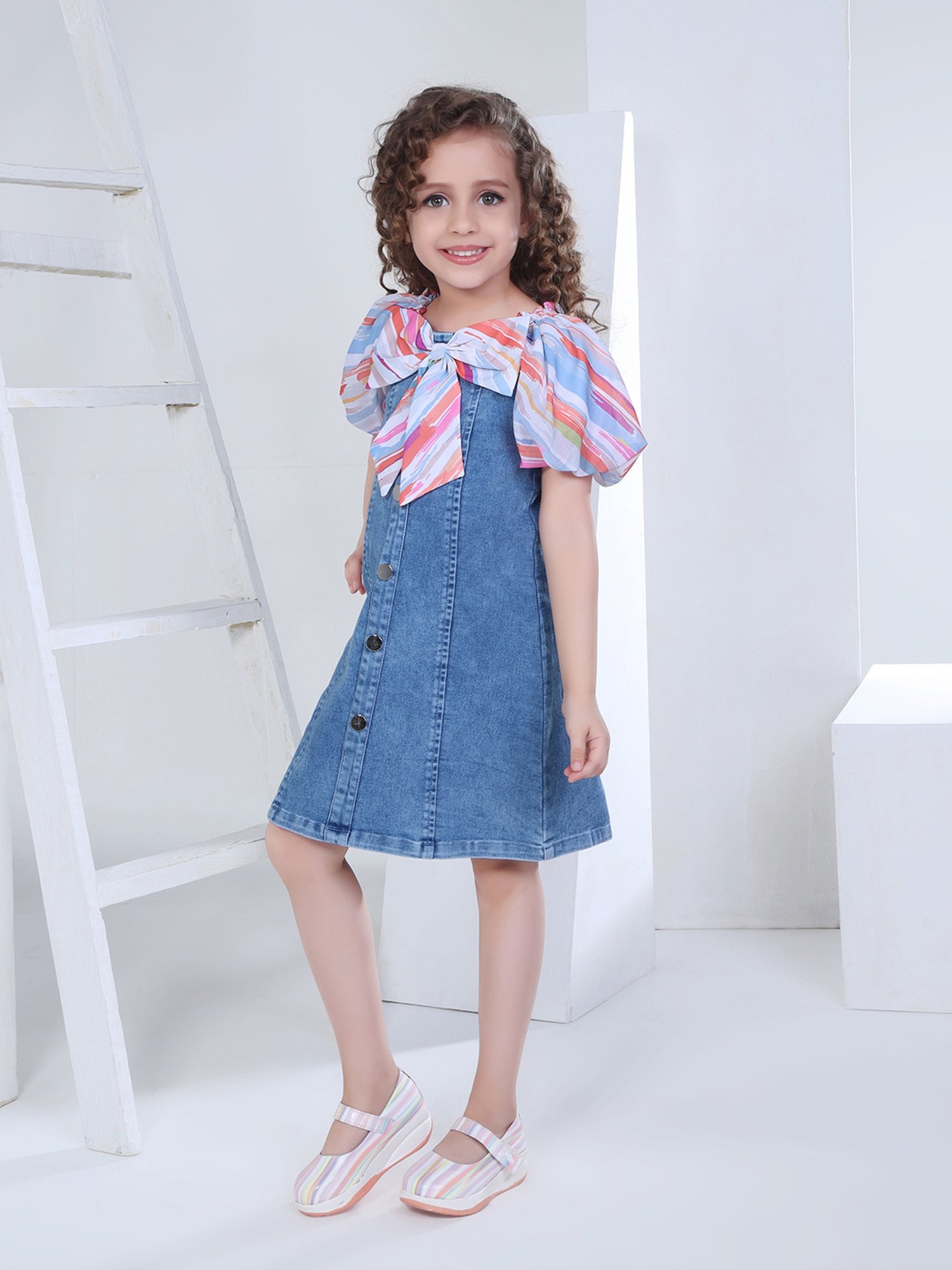 Peppermint Kids Blue Solid Shirt Dress