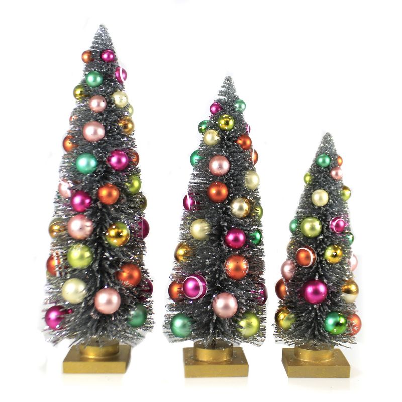 Christmas 16.5" Silver Rainbow Trees Putz Village Retro  -  Decorative Figurines