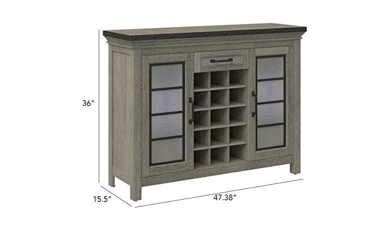 Twin Star Home Downtown Loft Bar Cabinet in Gray