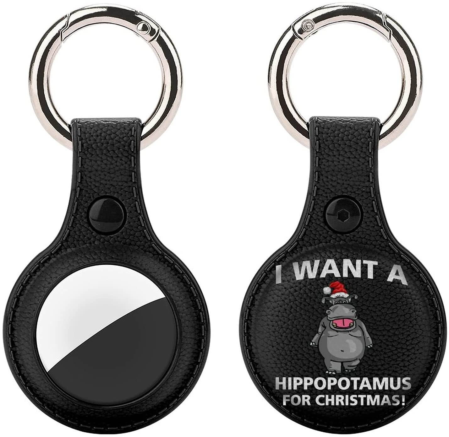 I Want A Hippopotamus for Christmas2 Protective Case for AirTag, Anti-Scratch Protective Skin Cover with Keychain, Compatible with AirTags 4PCS