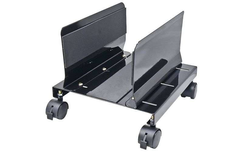 SYBA Multimedia Steel PC Stand for ATX Case with Adj. Width and 4 Caster wheels - 9.8" Width - Metal - Black