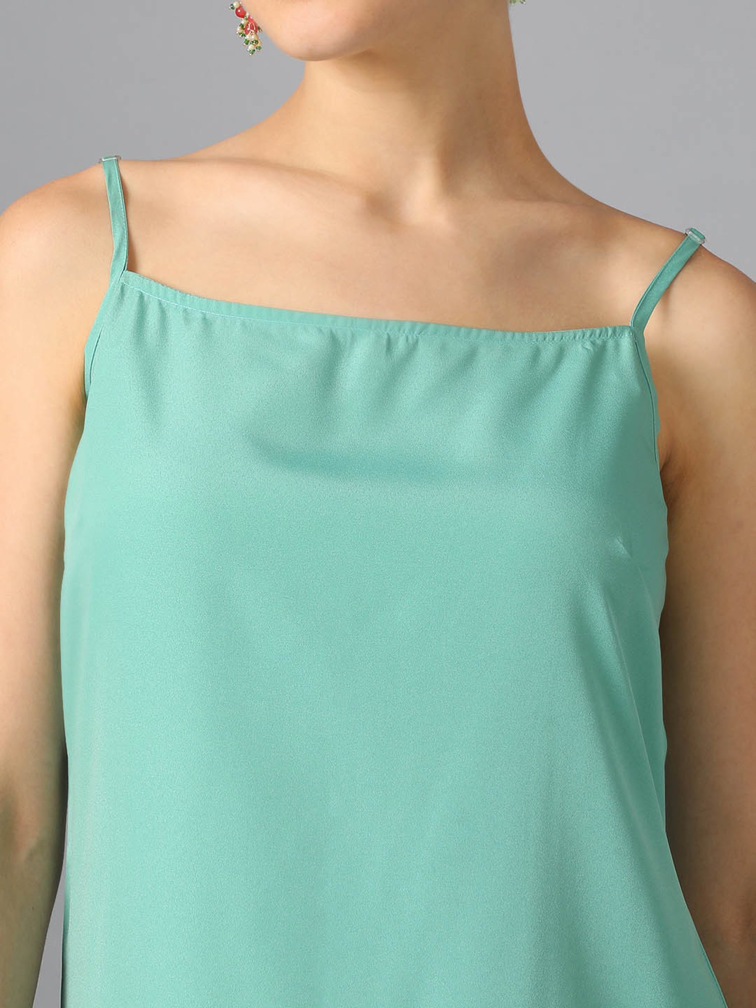 Ziyaa Aqua Green Printed Kurta With Pant & Dupatta