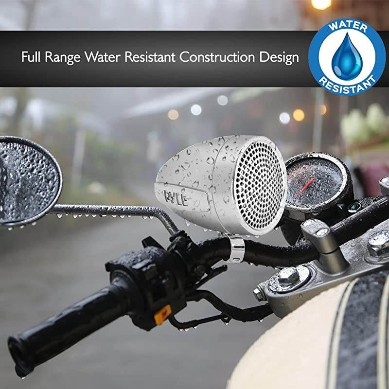 300 Watt Weatherproof Motorcycle Speaker and Amplifier System w/ Two 2.25 Inch Waterproof Speakers, AUX IN- Handlebar Mount ATV Mini Stereo Audio Receiver Kit Set - Also for Marine Boat - PLMCA60