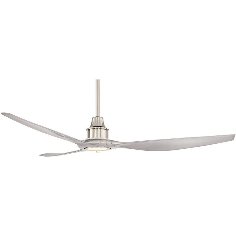 58" Casa Vieja Modern Outdoor Ceiling Fan with Light LED Dimmable Remote Brushed Nickel Silver Blades Damp Rated Patio Porch