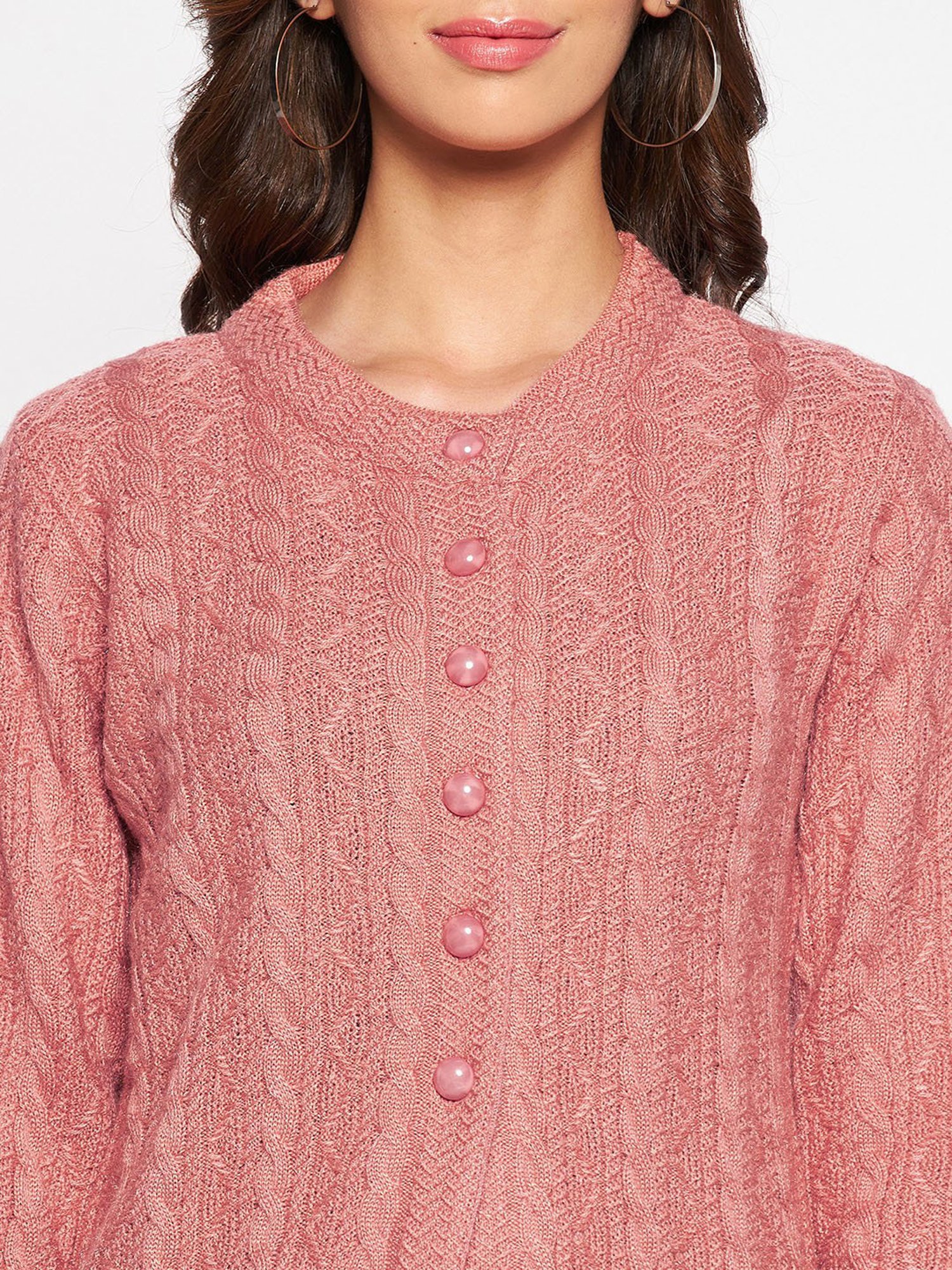 Crozo By Cantabil Peach Cardigans
