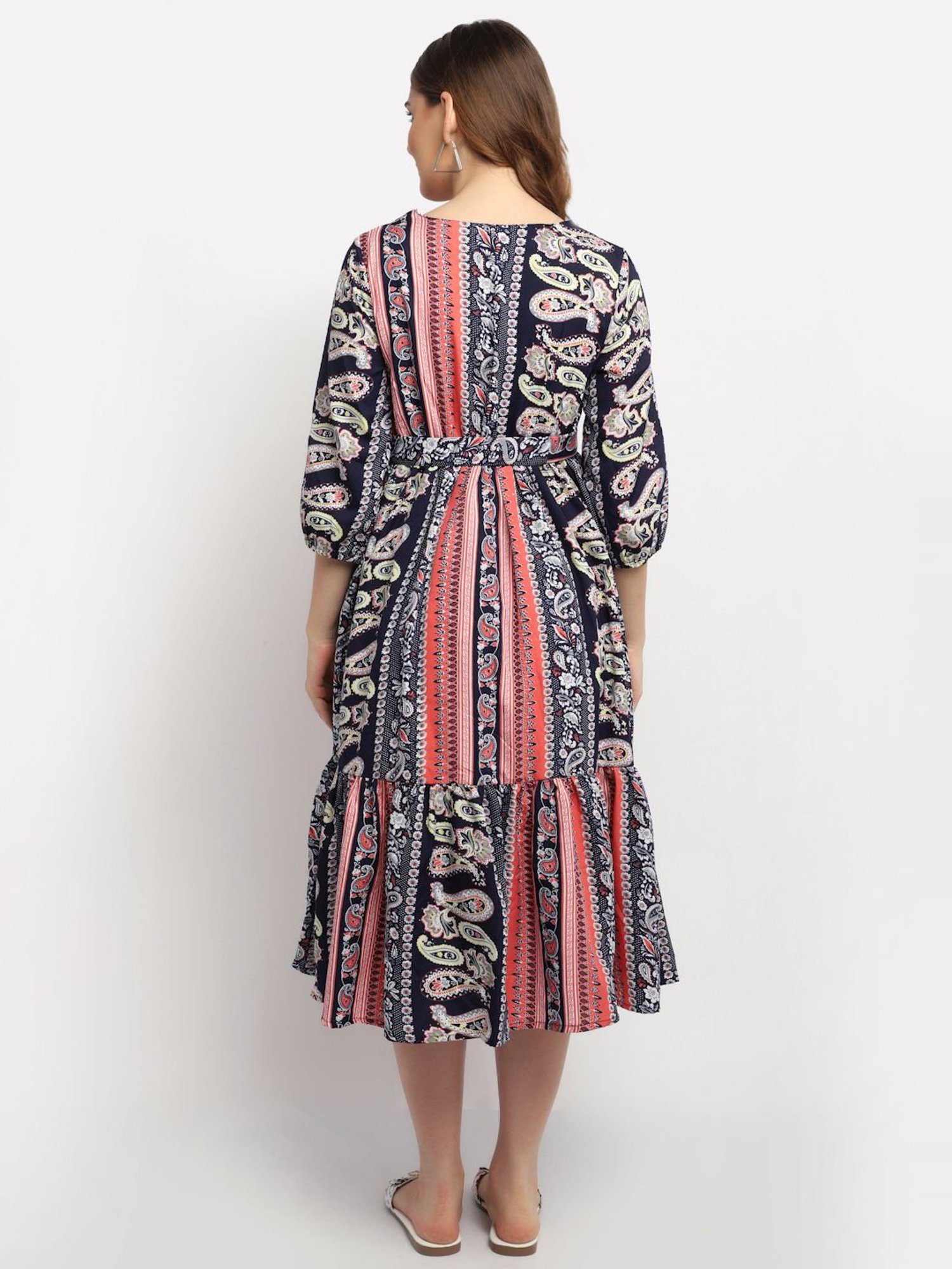 Moms Maternity Navy & Pink Printed Dress