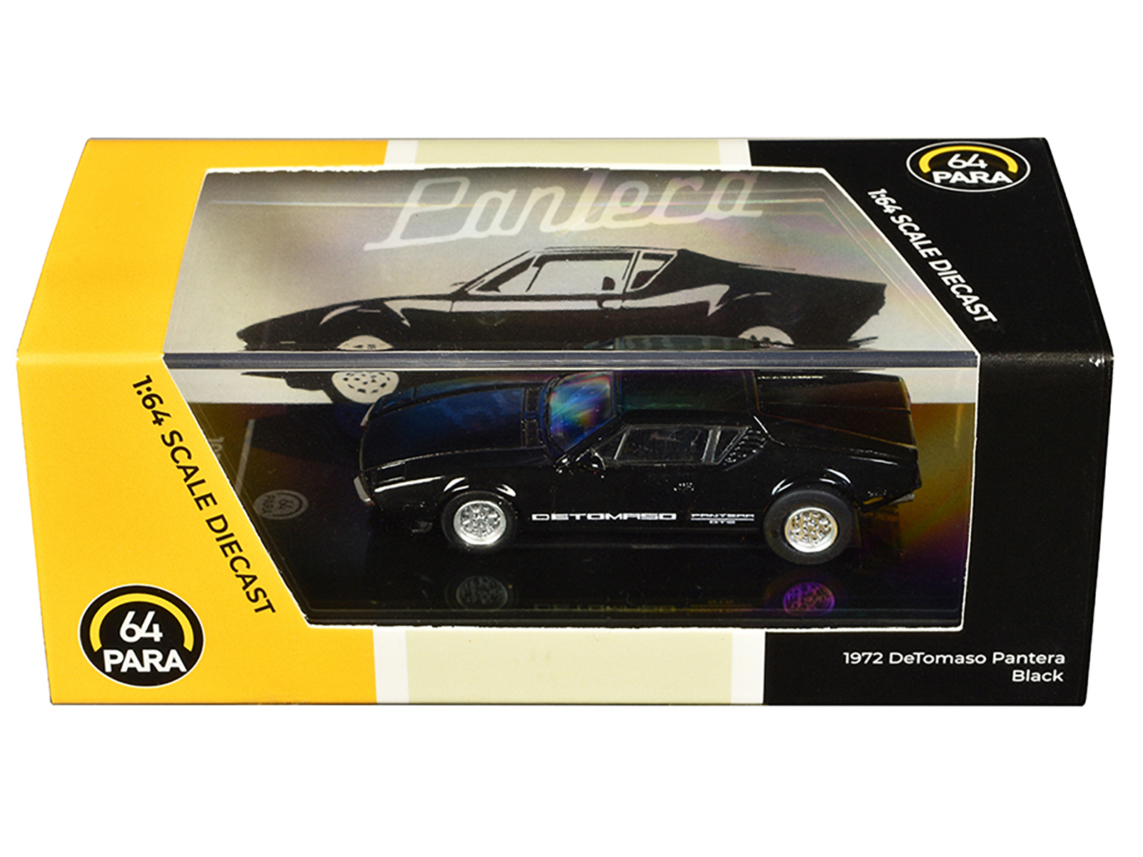 1972 De Tomaso Pantera Yellow 1/64 Diecast Model Car by Paragon Models