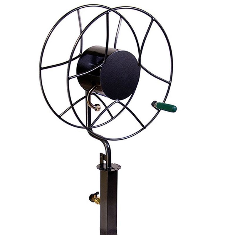 Yard Butler Steel Freestanding Outdoor 360 Swivel Hose Reel with Patio Base