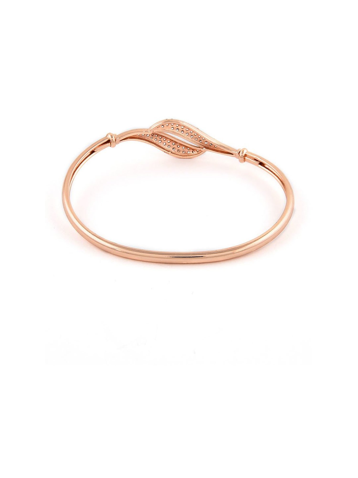 Zaveri Pearls Rose Gold Contemporary Cubic Zirconia Bangle Style Brass Kada-ZPFK10383