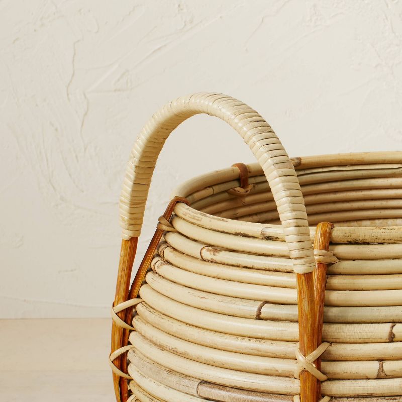 10" x 10.5" Round Rattan Basket with Handle Natural - Opalhouse™ designed with Jungalow™