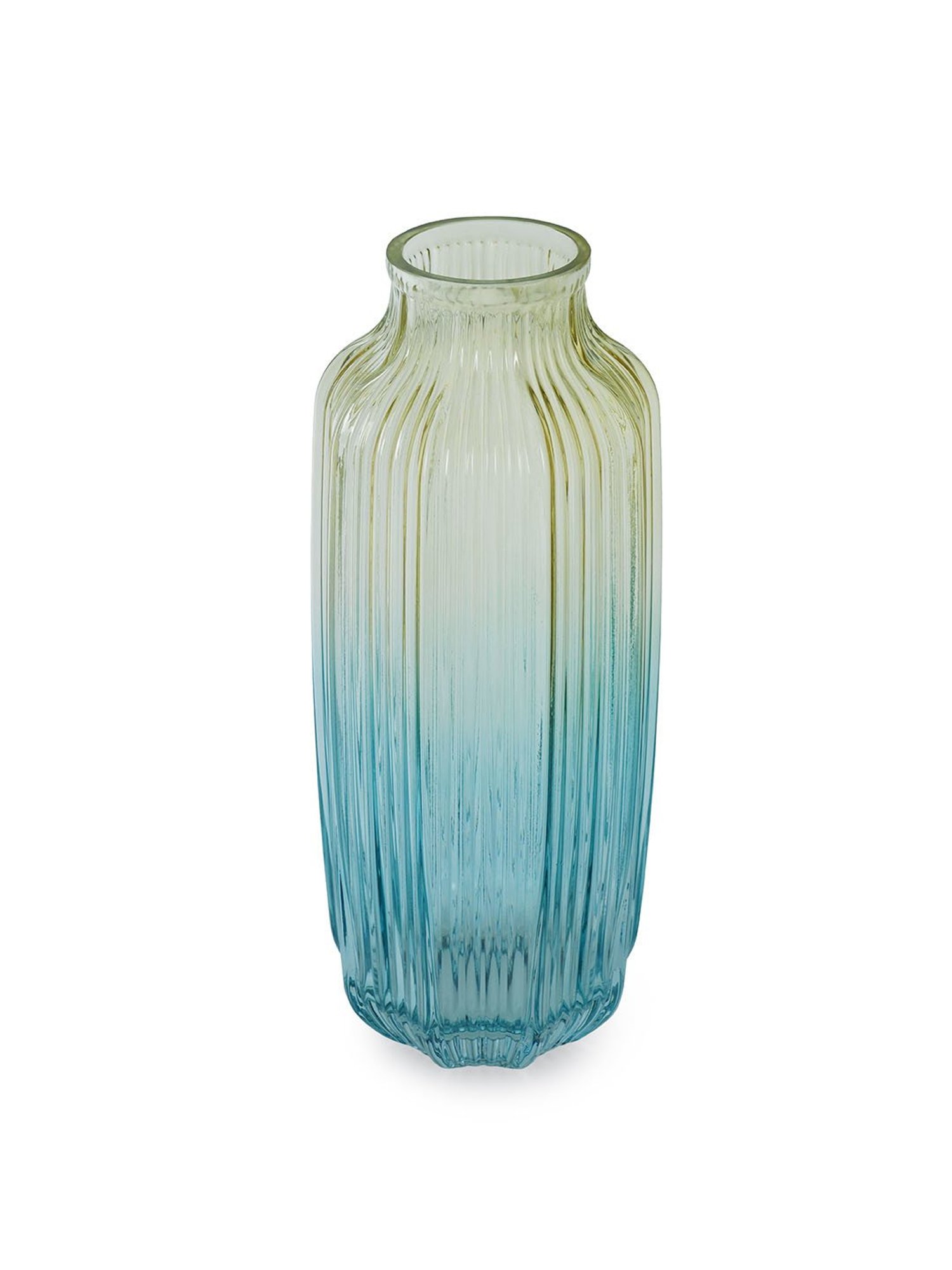 Pure Home and Living Blue & Green Glass Ribbed Vase