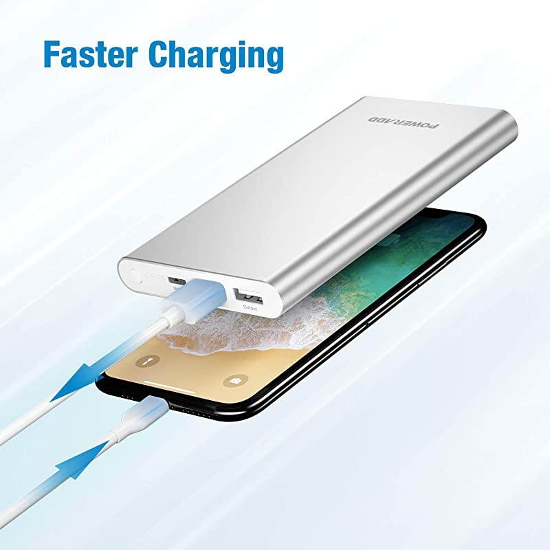 Pilot 4GS 12000mAh Portable Charger 8 Pin Input Power Bank with 3A High-Speed Output Compatible with iPhone, iPad, iPod, Samsung and More - Silver (8 Pin Cable Include)