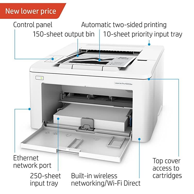 G3Q47ABGJ Laserjet Pro M203dw Wireless Laser Printer G3Q47A Replaces M201dw Laser Printer Renewed