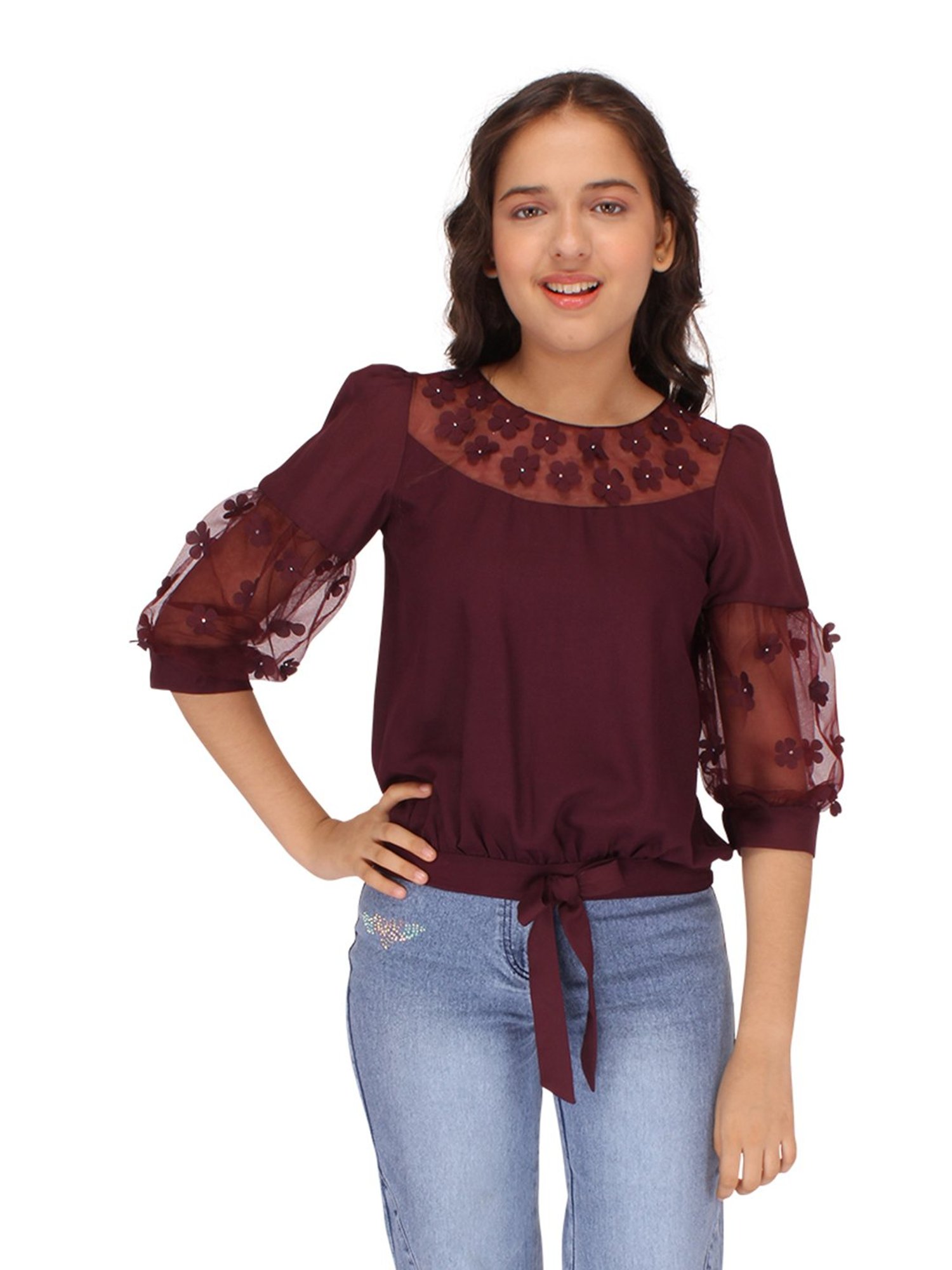 Cutecumber Kids Dark Purple Applique Top