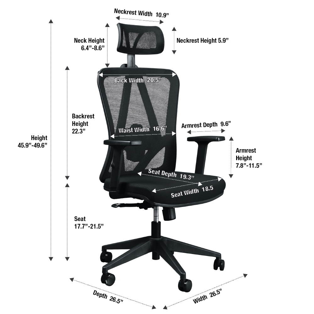 Titan ERGO TI-9606P Ergonomic Mesh Rolling Desk Chair for Office and Gaming (Black)