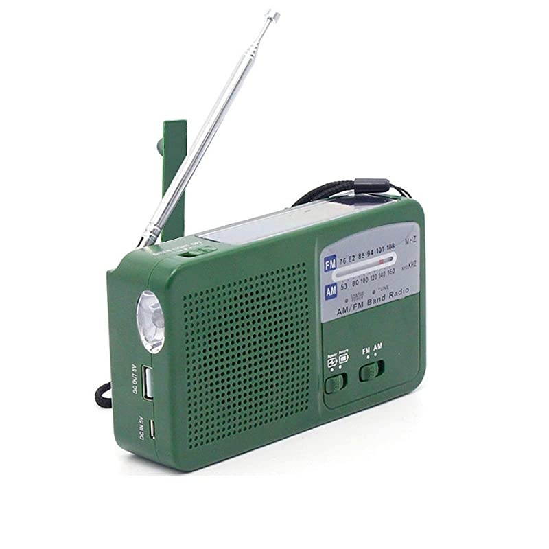 New Solar Powered Handcranked Power RadioampLED flashlightsampSirenFMAMSuitable for Hunting Patrol Daily Carrying Hole Camping Hiking Night Riding Emergency preparedness Green by