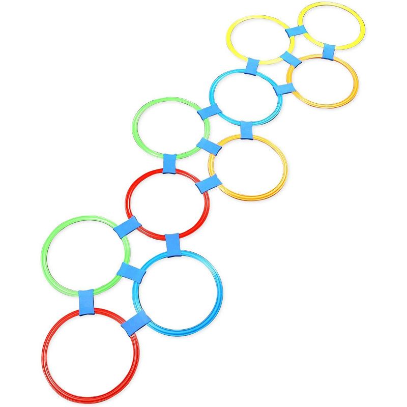 Blue Panda 29 Pieces Hopscotch Outdoor Games for Kids, 10 Rings, 4 Bean Bags, 15 Connectors