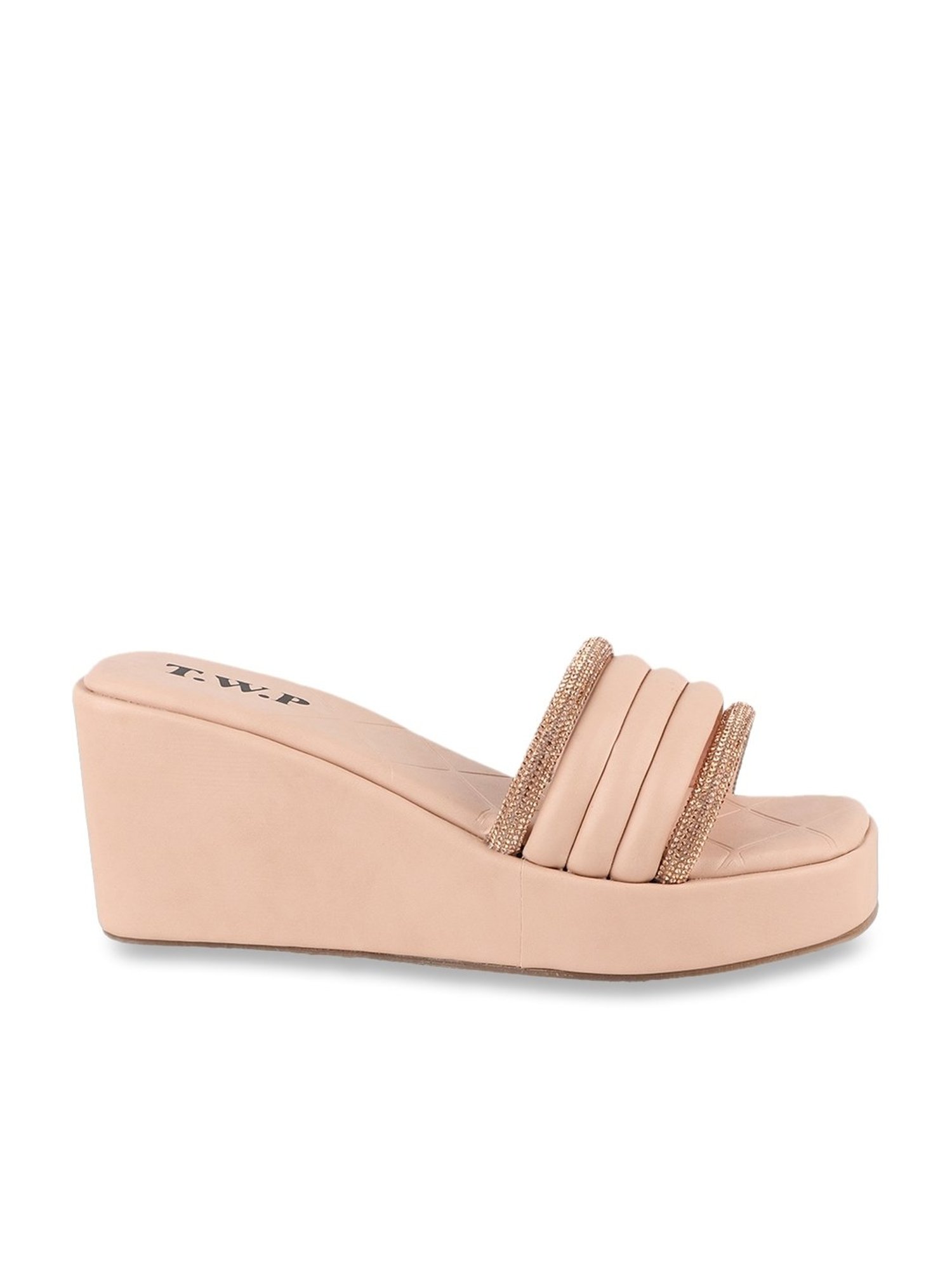 The White Pole Women's Nude Casual Wedges