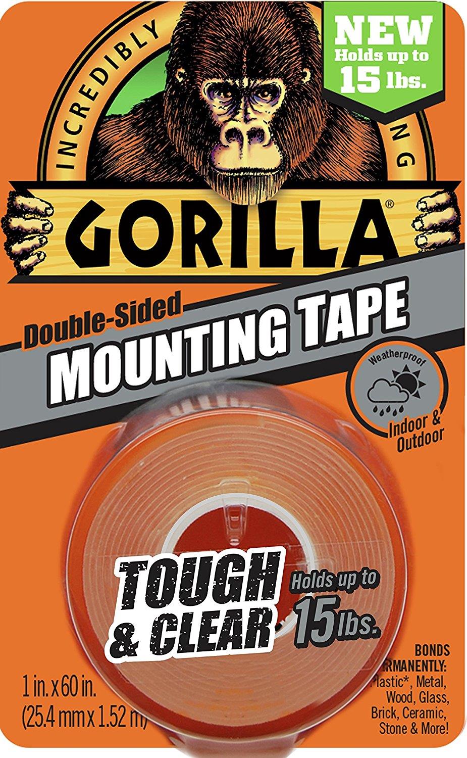 Gorilla Tough   Clear Mounting Tape, DoubleSided, 1 x 60, Clear