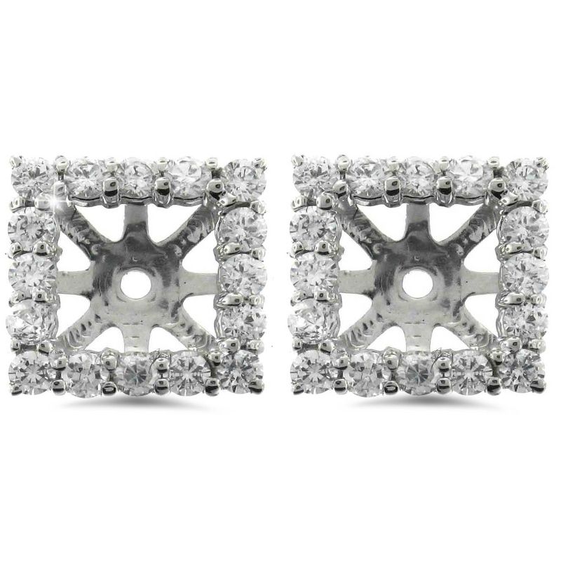 Pompeii3 1 1/4ct Princess Cut Diamond Halo Earring Jackets White Gold (5.5-6mm)