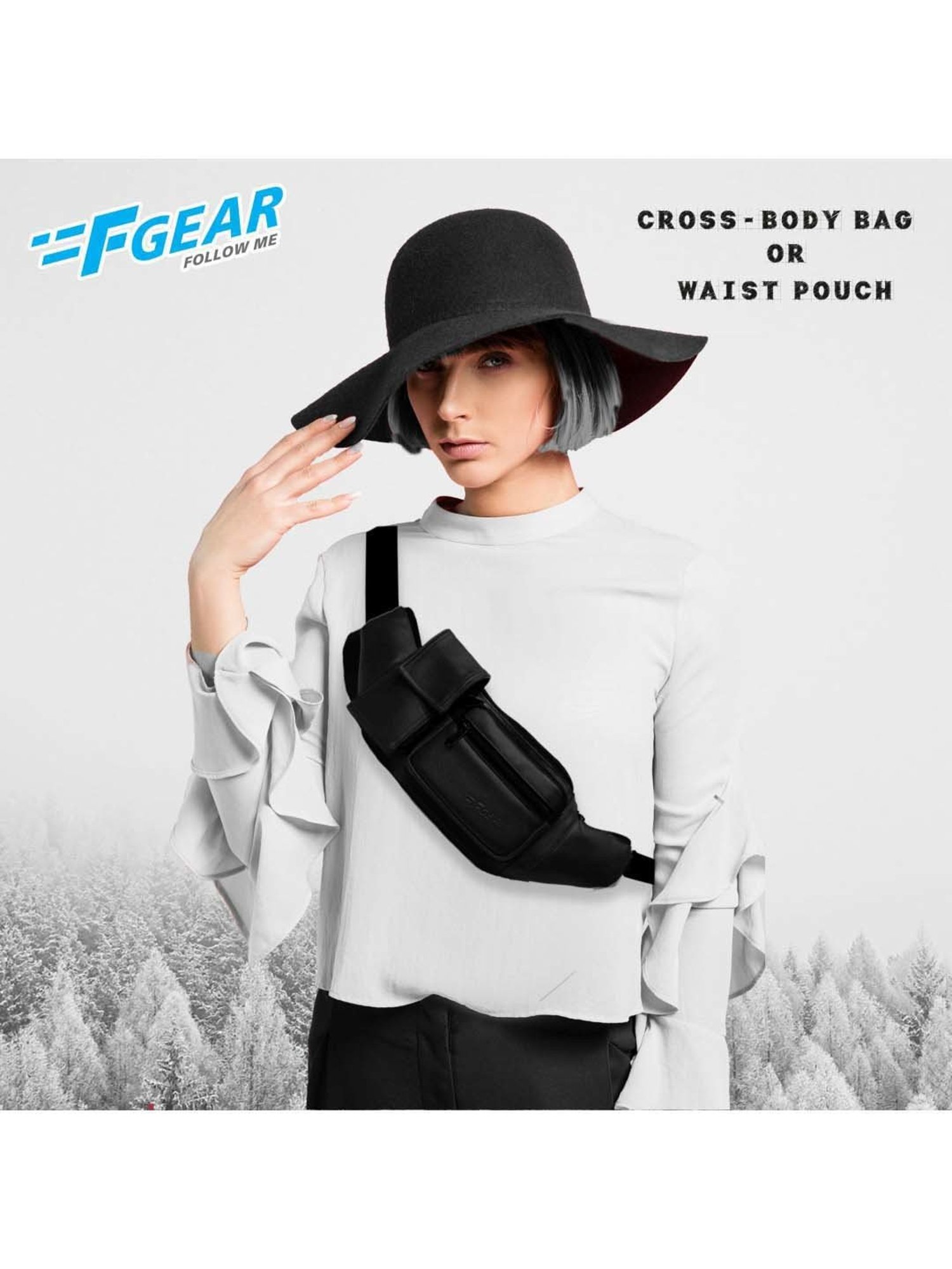 F Gear Black Solid Waist Pouch