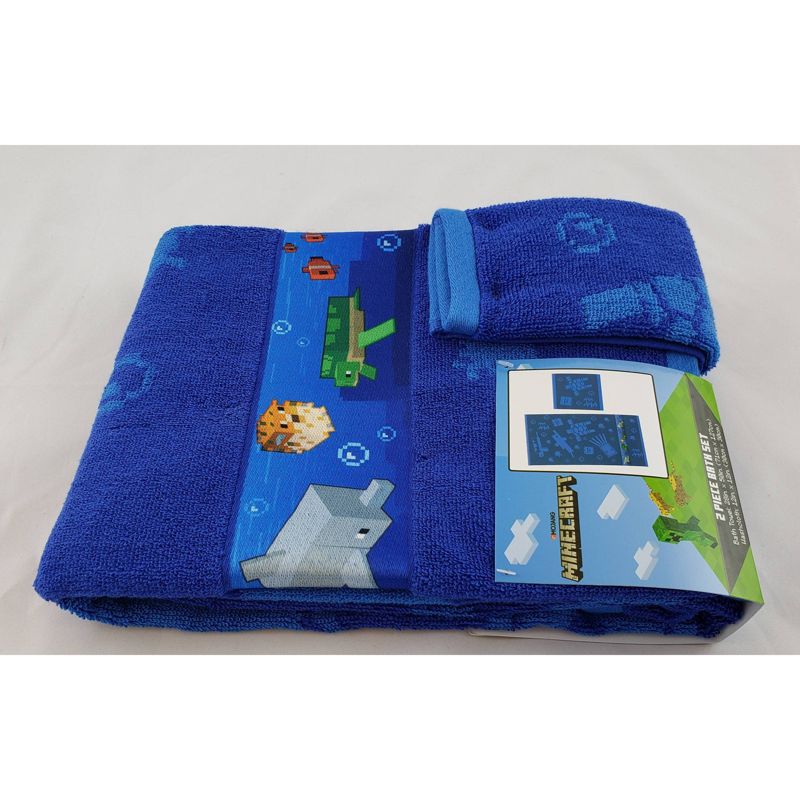 Minecraft Bath Towel Wash Cloth Set