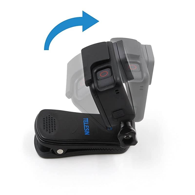 Rotation Backpack Camera Clip On Clamp Mount for GoPro Hero 8, Hero 7/6/5 Black, Hero 4, Hero 3, Hero 4 and Hero 5 Session Cameras