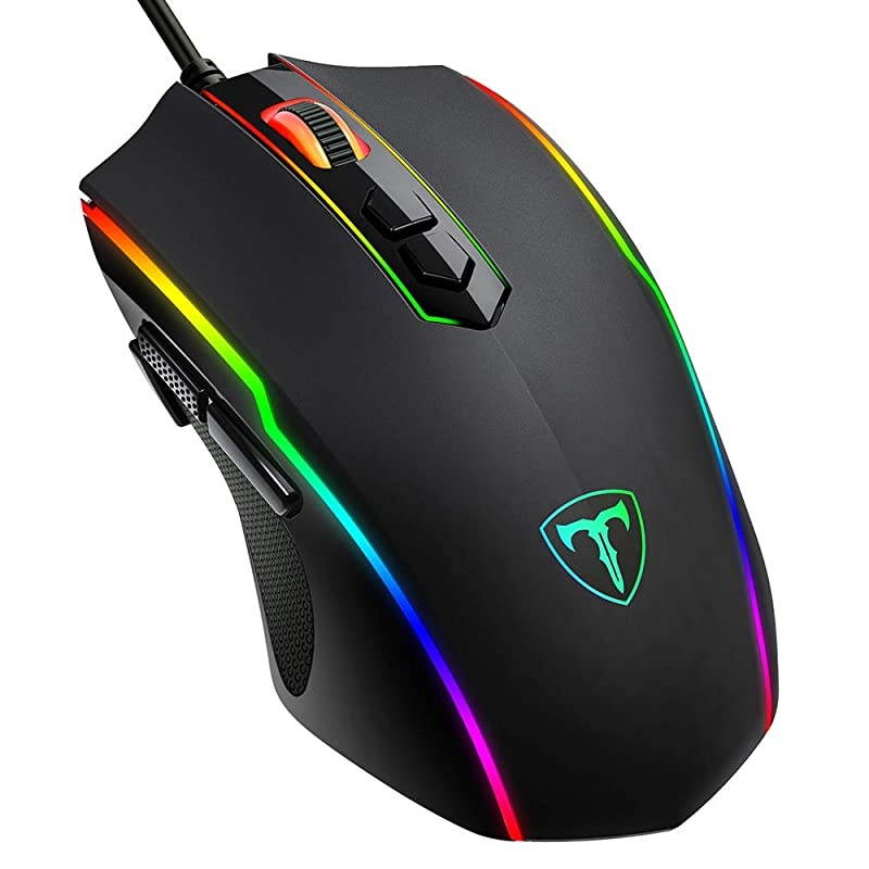 Gaming Mouse Wired, 8 Programmable Buttons, Chroma RGB Backlit, 7200 DPI Adjustable, Comfortable Grip Ergonomic Optical PC Computer Gaming Mice with Fire Button, Black (Upgraded Version)