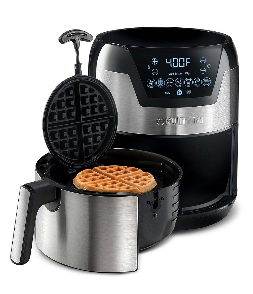 Gourmia 2-in1 Digital 5-Quart Stainless Steel Air Fryer & Waffle Maker