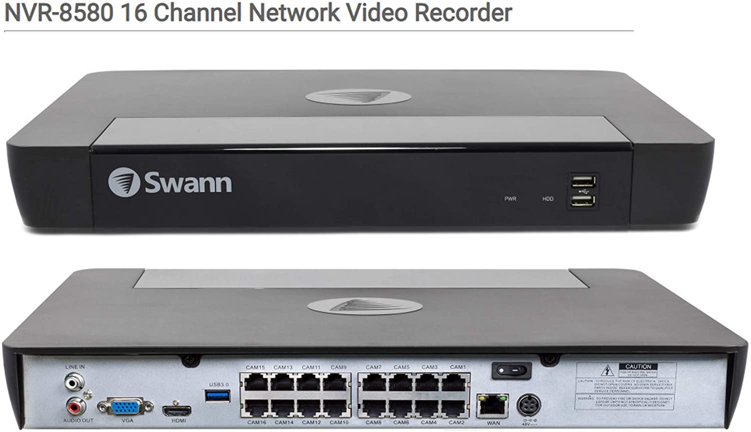 Swann Security Camera System CCTV, 10 Camera 16 Channels POE NVR Master 4K Upscale Video Wired Surveillance, Indoor Outdoor, Night Vision, Heat Motion Detection, SWNVK-1676810 (SONVK-1676810-US)