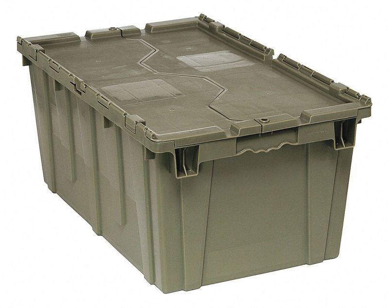 QUANTUM STORAGE SYSTEMS QDC2717-12 Attached Lid Container, 2.5 cu. ft., Gray