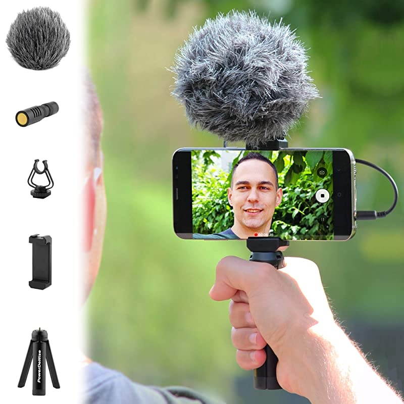 Microphone with Adapter - Unidirectional On-Camera Microphone for iPhone - Directional Cardioid iPhone Microphone for Recording