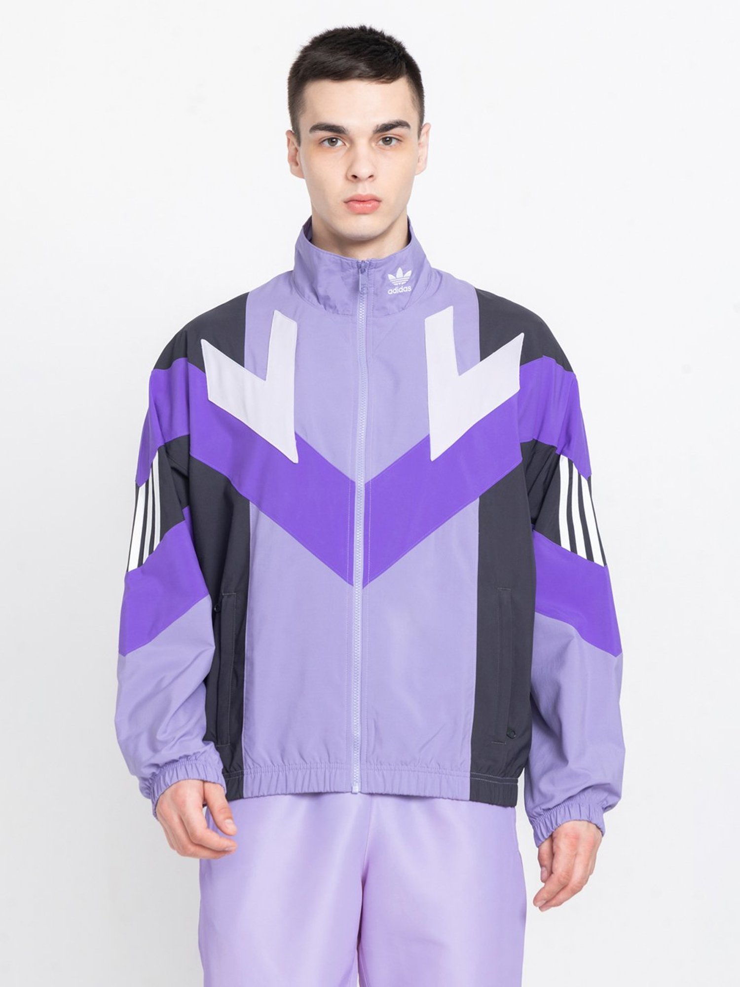 Adidas Originals Purple Regular Fit High Neck Track Jacket
