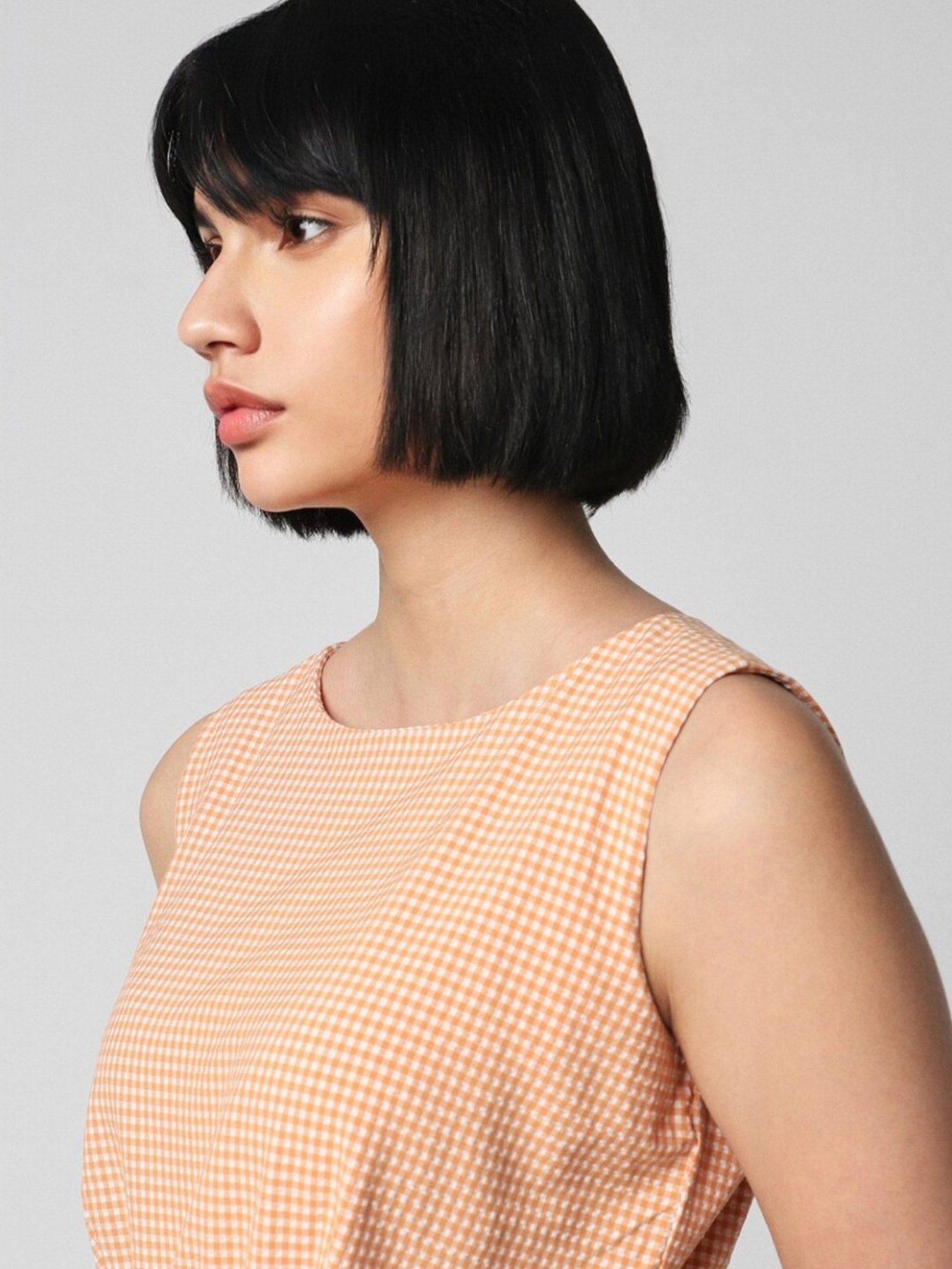 Van Heusen Orange Cotton Chequered Formal Shift Dress