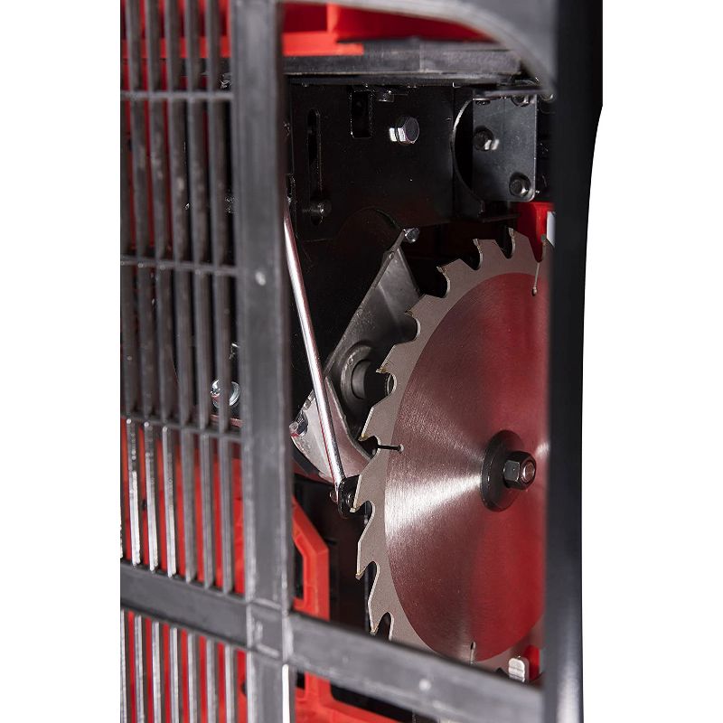 General International TS4001 Steel 10 Inch Woodworking Table Power Saw Tool with Work Stand, Safety Switch, Miter Gauge, and Blade Guard, Red