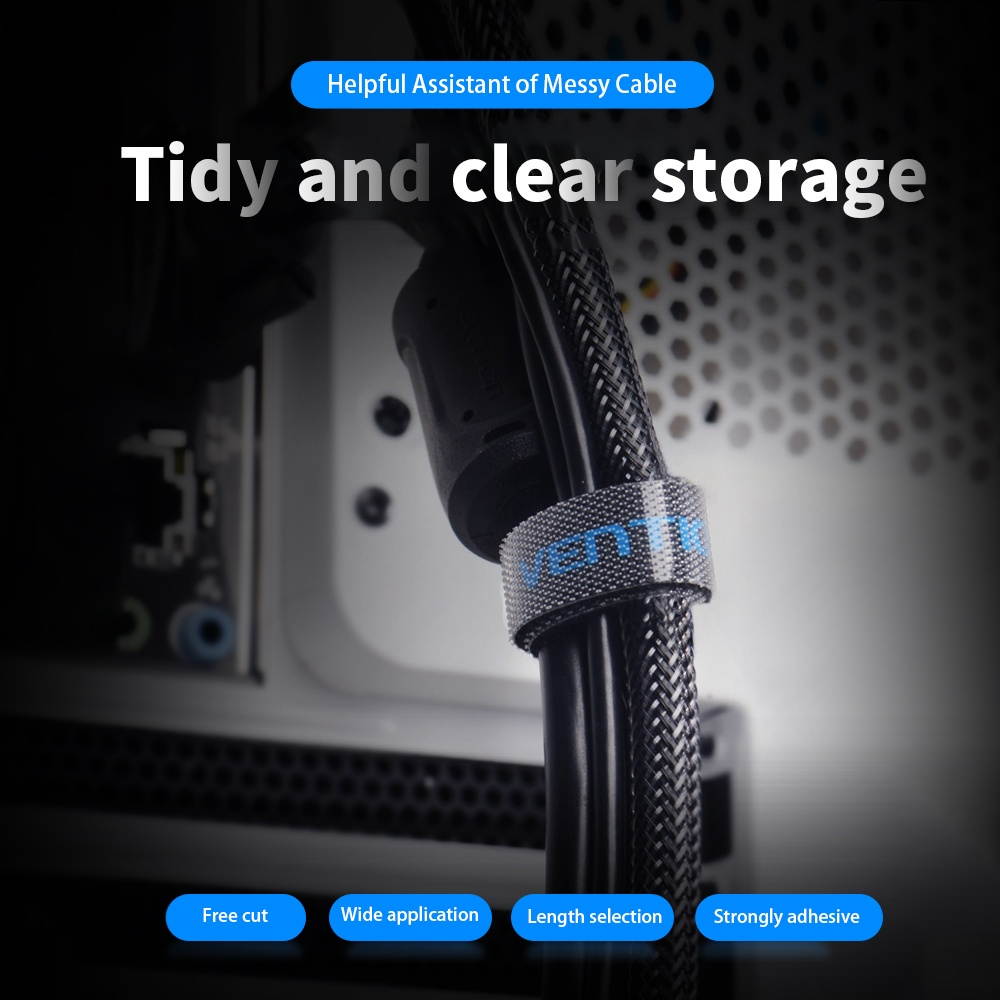 VENTION Cable Organizer Computer Wire Manager with Fastener Cable Winder with Nylon Hook and Loop Fasteners Power Cable Bind 5m/16.40ft