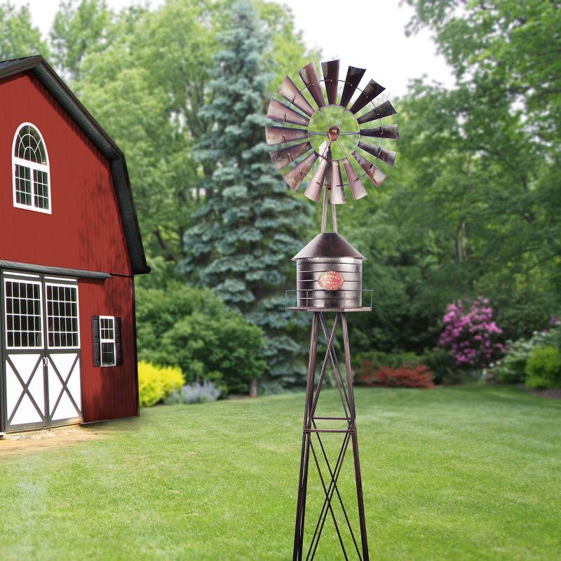 Alpine Metal Silo Windmill Bronze