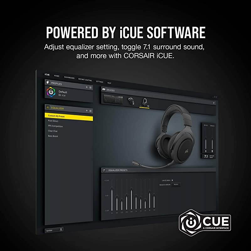 HS70 Pro Wireless Gaming Headset - 7.1 Surround Sound Headphones for PC, PS5, and PS4 - Discord Certified - 50mm Drivers &ndash; Carbon (CA-9011211-NA)