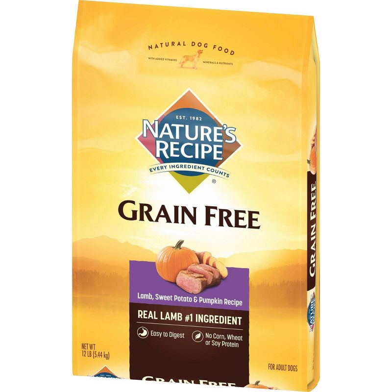 Nature's Recipe Grain Free Lamb, Sweet Potato & Pumpkin Recipe Adult Dry Dog Food - 12lbs