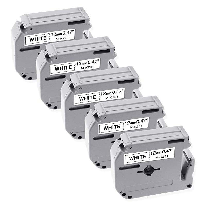 Compatible Label Tape Replacement for Brother Ptouch M Tape 12mm 047 Inch MK231 MK231 M231 M231for Brother Ptouch PTM95PT90PT80PT65PT70BMPT85Black on White262 Ft 8m5P