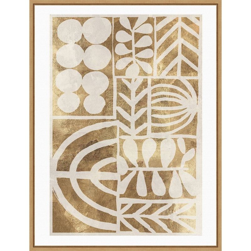 18" x 24" Botanic Print by Tom Reeves Framed Canvas Wall Art Beige - Amanti Art