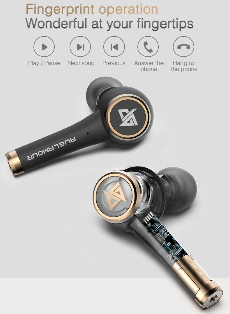 AT-1 TWS Smart Touch Wireless Bluetooth 5.0 Earphone IPX5 Waterproof Sport HiFi Sound Earbuds Noise Reduction Headset