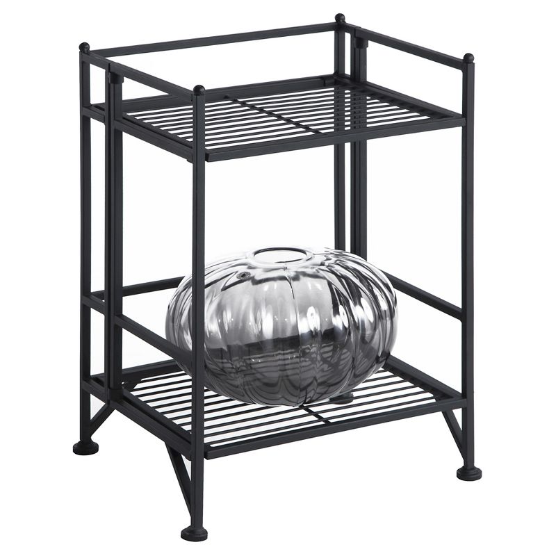 20.25" 2 Tier Folding Metal Shelf Black - Breighton Home