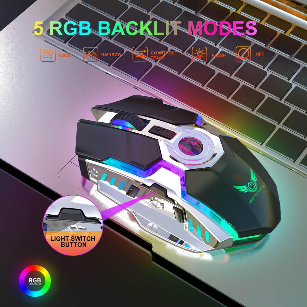 New rechargeable mouse RGB light wireless mouse 2.4G adjustable DPI game player 7 Buttons Gaming Machine Laptop Computer Mouses For PC