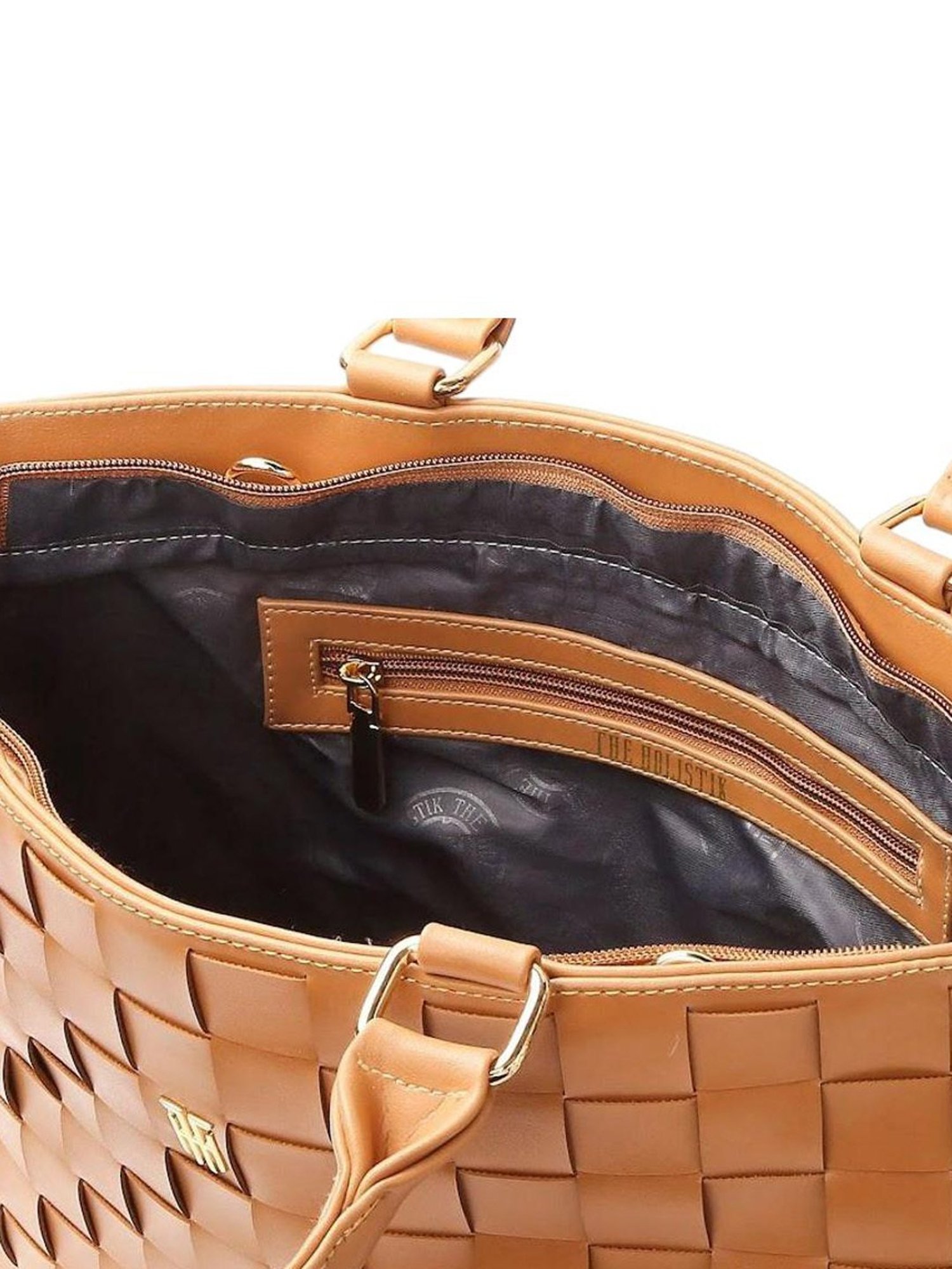 THE HOLISTIK Emira Tan Textured Medium Tote Handbag