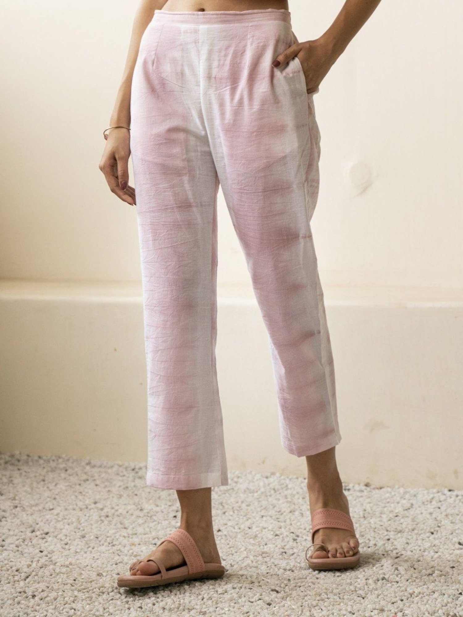 Akiso Inara Blush Pink Shibori Tie Dye Straight Trousers