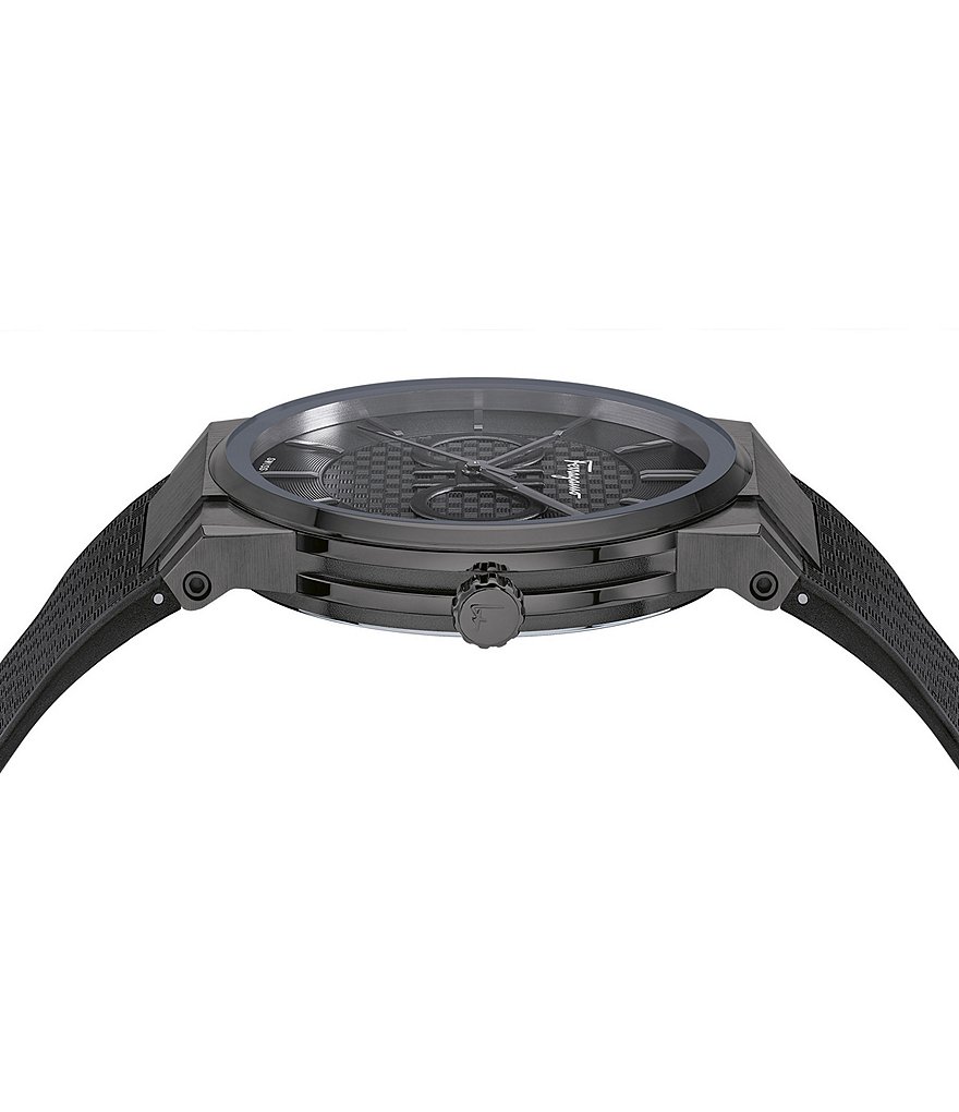 Salvatore Ferragamo Men's Sapphire Black Rubber Watch