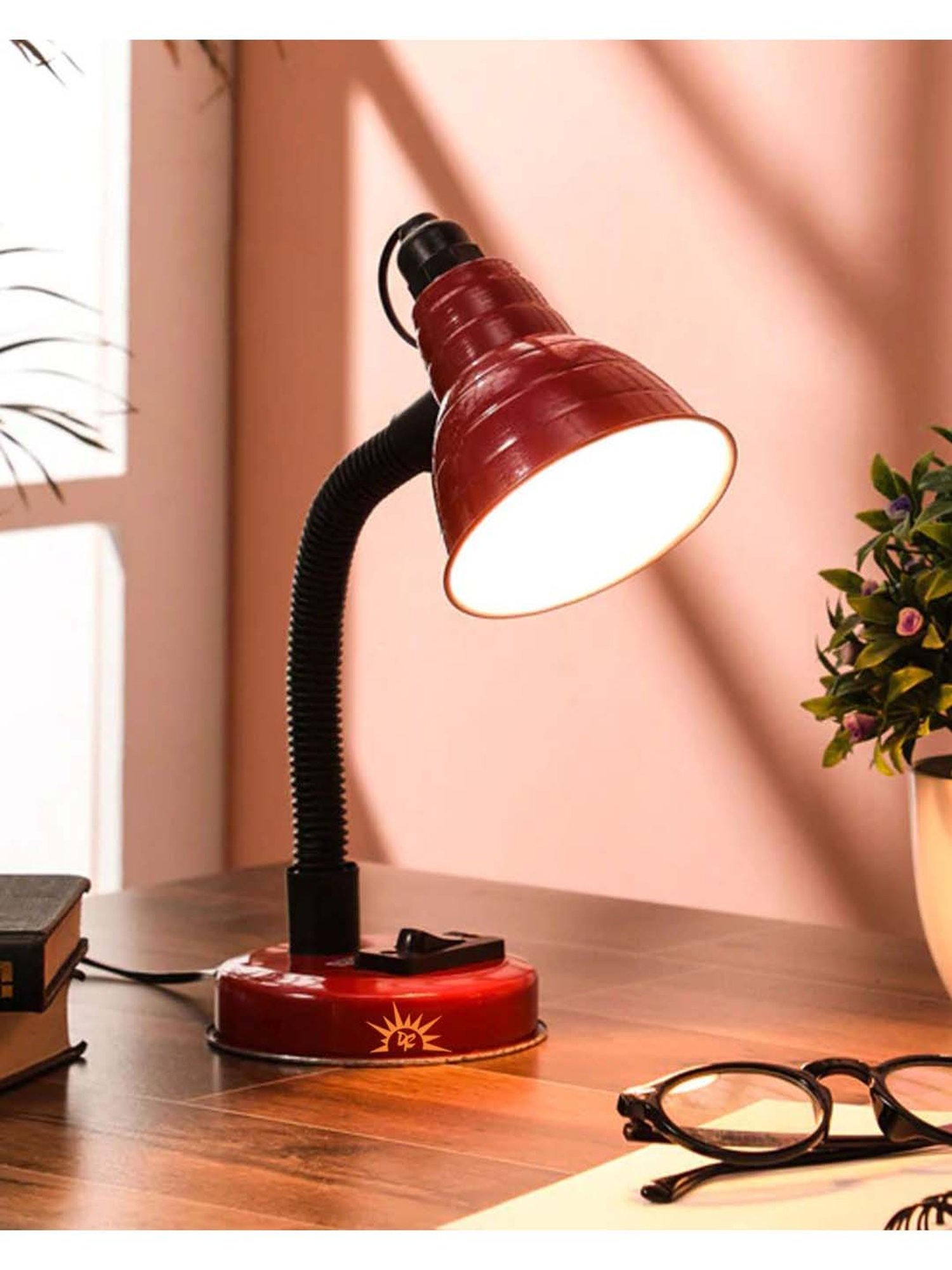 DecorativeRay Red PVC Study Table Lamp - Set of 1