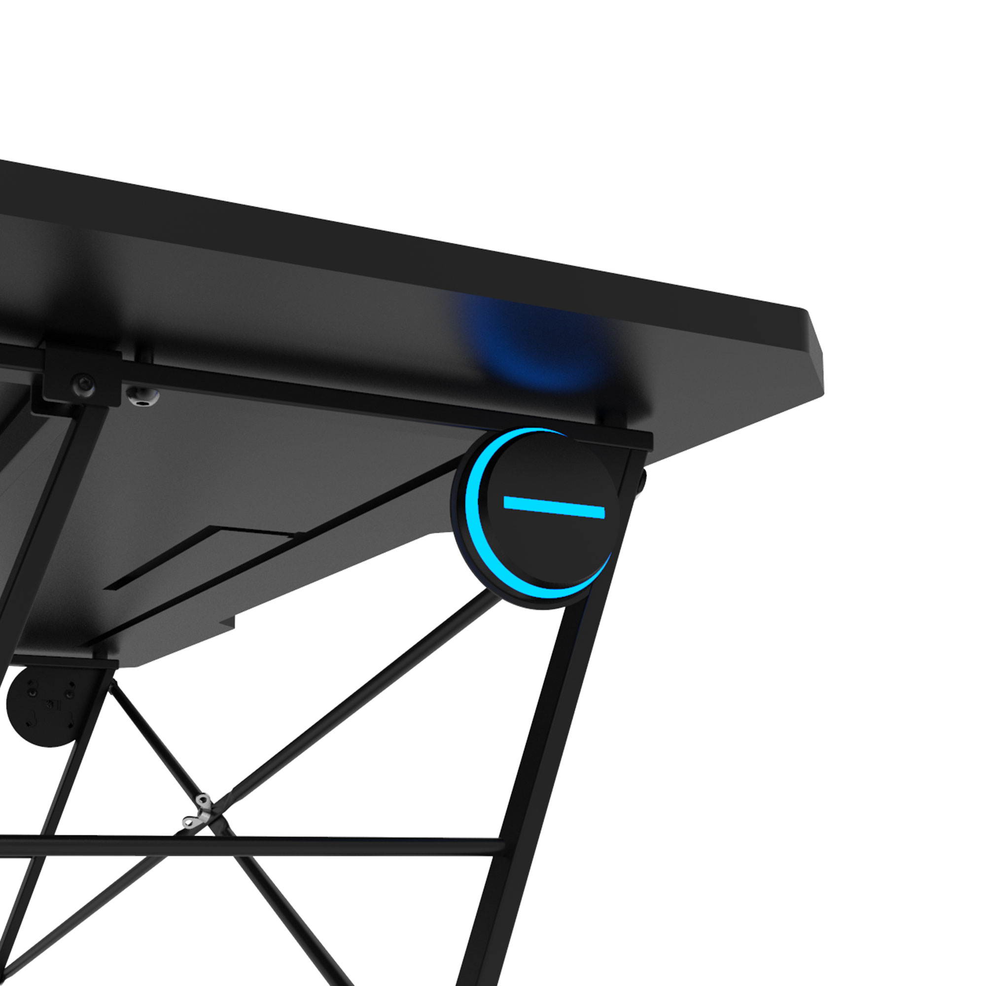 47.2 Inch Ergonomic Gaming Desk Home Office Desk Carbon Fiber Surface Computer Table E-sport Desk H-Shaped PC Desk with Monochrome Blue Light,Adjustable Table Leg Pad and Cup Holder