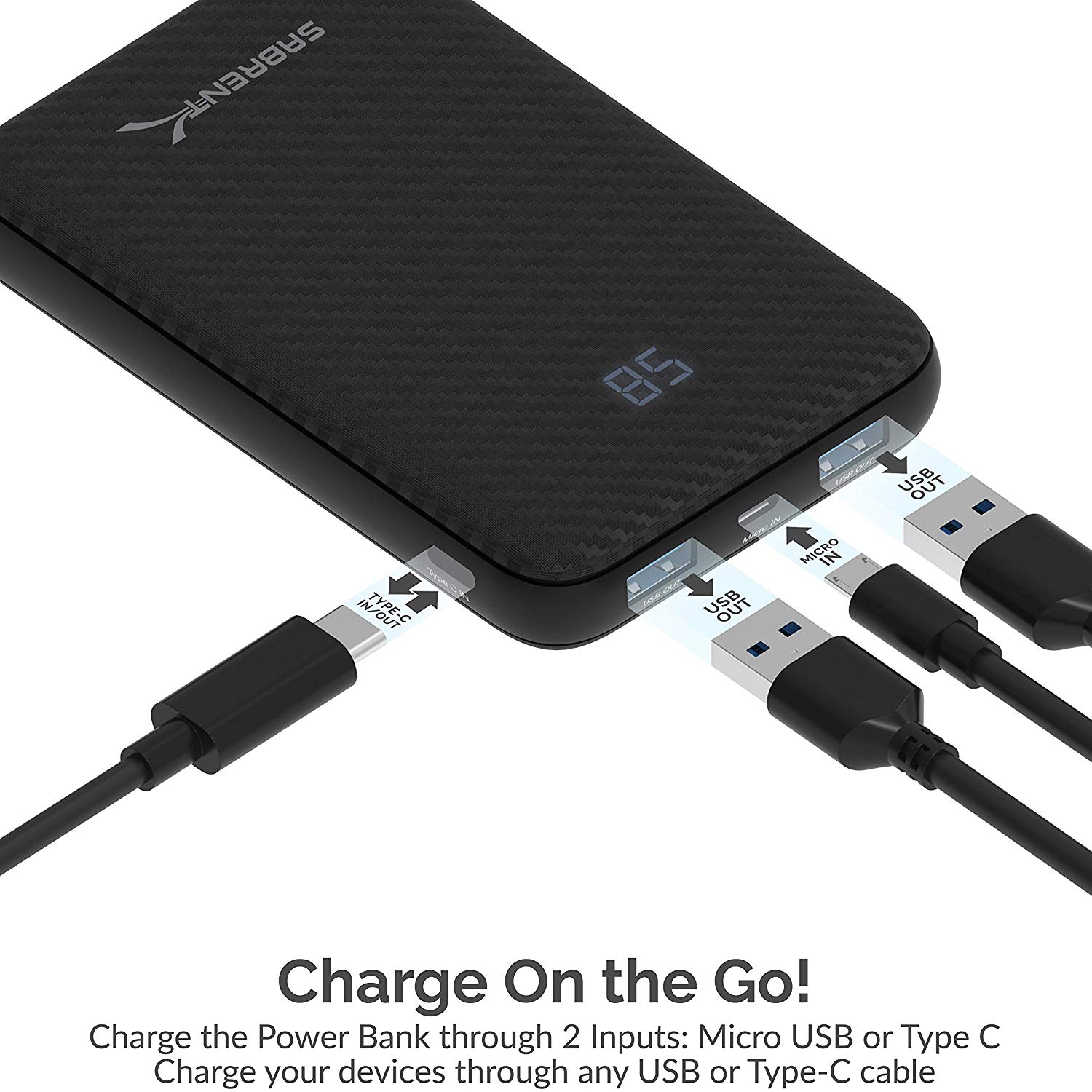 Sabrent 20000 mAh USB C PD Power Bank with Quick Charge 3.0 USB (PB-Y20B)